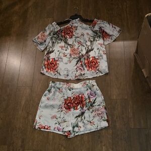 Dex Floral Top and Shorts Set - Red and Green